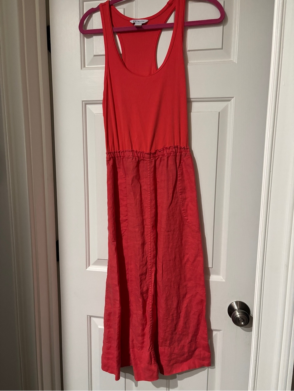 Athleta Baja Linen Maxi Dress Orange/Coral - Medium